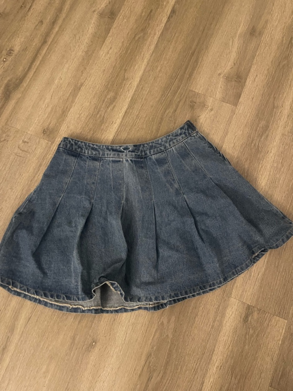 Fashion Nova Dark Blue Denim Mini Skater Skirt